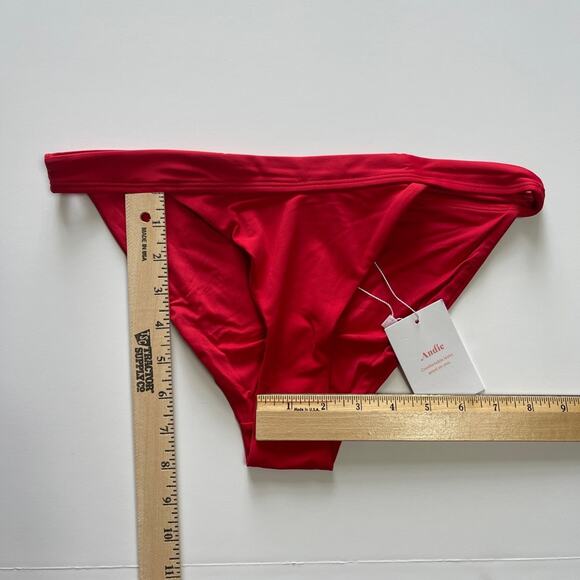 Andie Swim MEDIUM Bottom Banded CHEEKY Bottom Cherry Red - Picture 3 of 14